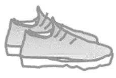 Graue Leinen- oder Turnschuhe symbolisieren erkundende und schritt-weise Vorgehensweisen