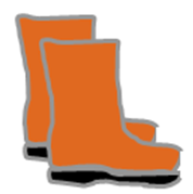 Orange Gummistiefel symbolisieren Vorgehensweisen in Krisen und Gefahrensituationen