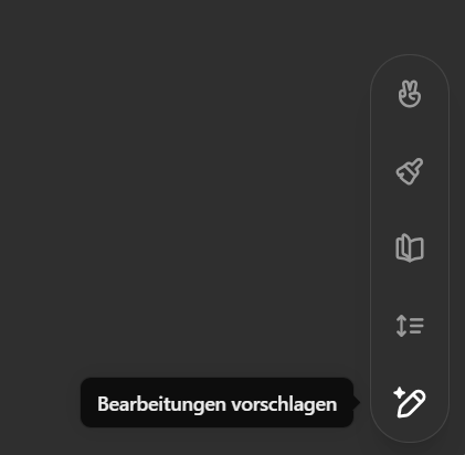 Über die rechtsseitig angebrachte Leiste lassen sich bei Canvas die meisten Funktionen nutzen