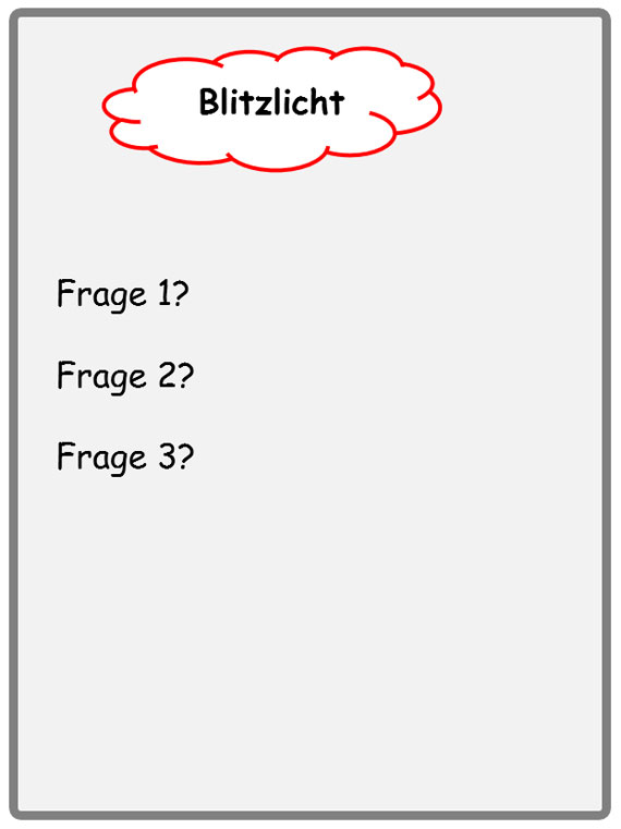 Bild 3: Beispielplakat (Flip Chart) für ein Blitzlicht
