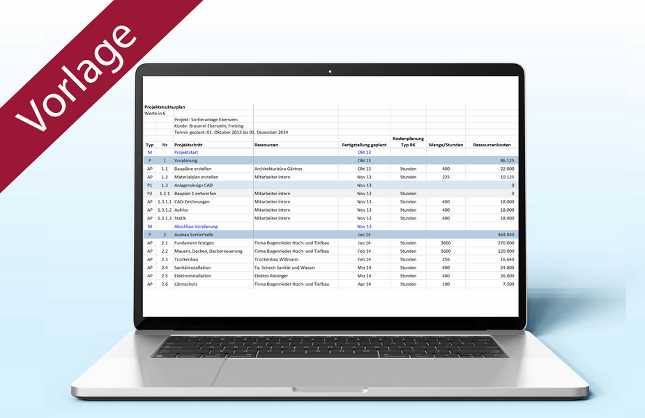 Excel-Vorlage Projektkalkulation