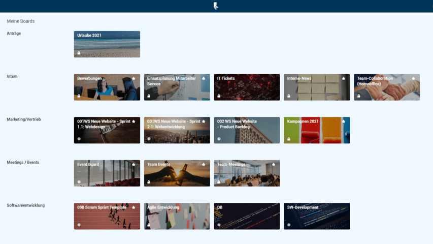Collaboration-Tool Boardübersicht