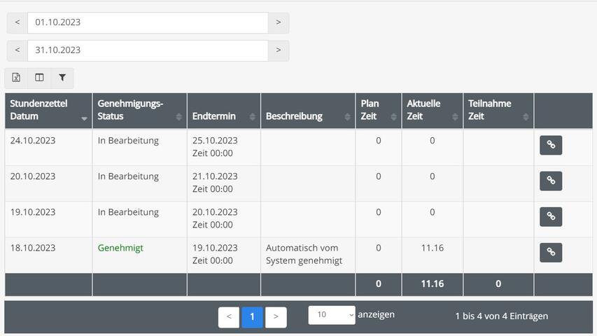 Stundenzettel  in TaskBrowse