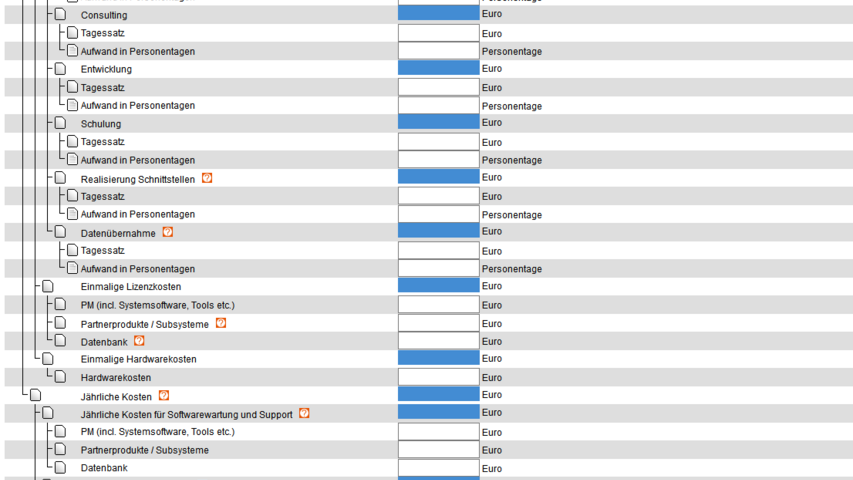 Kostenübersicht mit dem PM Toolfinder